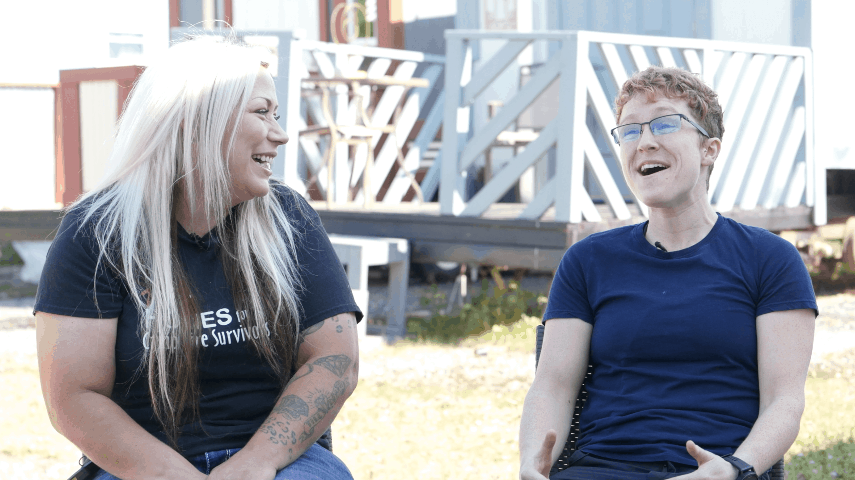Filmmaker Amanda Lipp with Alyssa Nolan-Cain, a local Butte County resident and single mother of three who learned how to build tiny homes for California fire survivors by watching over 2,000 hours of YouTube videos